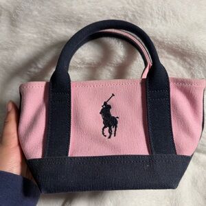 Ralph Lauren Pink and Black Canvas Tote